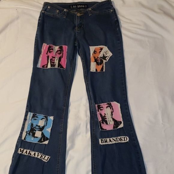 2Pac Shakur Flare Jeans‎ by AC-3998 Makaveli Size 3 - Picture 1 of 14